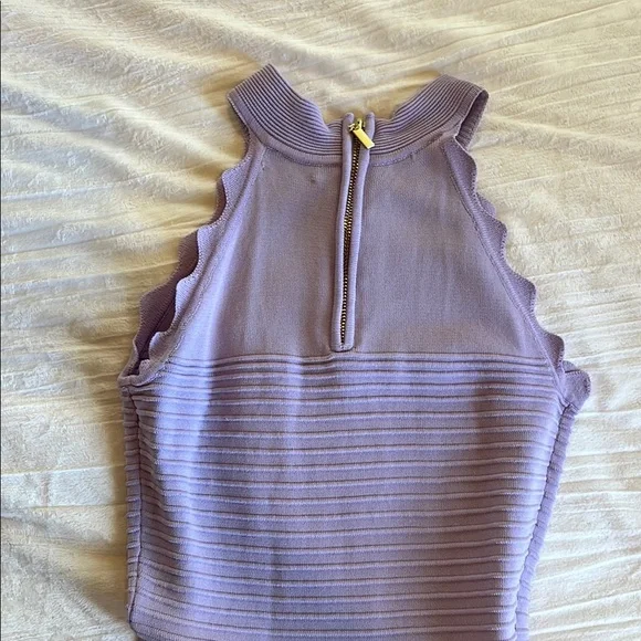 Lavender Ribbed Mock Neck Sleeveless Dress - Picture 3 of 5